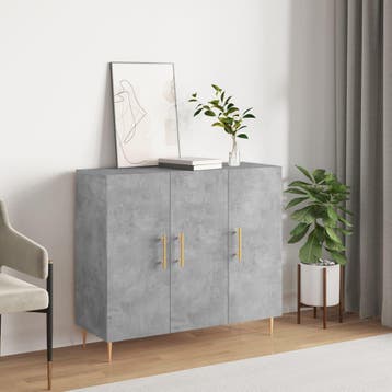 vidaXL Dressoir 90x34x80 cm bewerkt hout betongrijs, Verzenden, Nieuw, Overige houtsoorten, Minder dan 50 cm