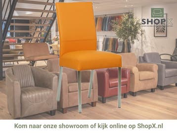 Leren eetkamerstoel Real - Toledo Mandarin (oranje) - Poten, Huis en Inrichting, Overige kleuren, Nieuw, Ophalen of Verzenden
