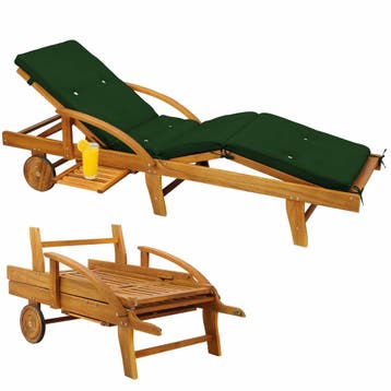 Ligbed Tami Sun® acaciahout incl kussen Groen, Verzenden, Nieuw