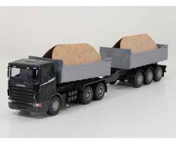Emek 1:25 Scania 124G Bakwagen met aanhangwagen #9928, Ophalen of Verzenden, Gebruikt