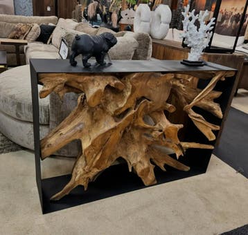 Sidetable Camiel boomstam teak | World of Brosi, Ophalen of Verzenden, Nieuw