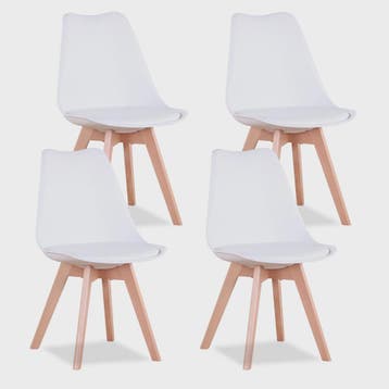 Set van 4 Scandinavische Eetkamerstoelen met Houten Poten en, Huis en Inrichting, Verzenden, Nieuw