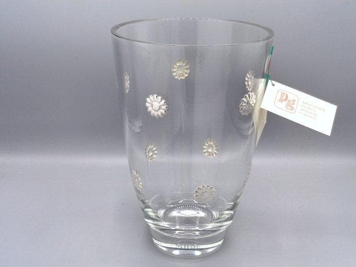 PG-MIANI Argenteria - Vaas - .925 zilver, en glas, Antiek en Kunst, Antiek | Goud en Zilver