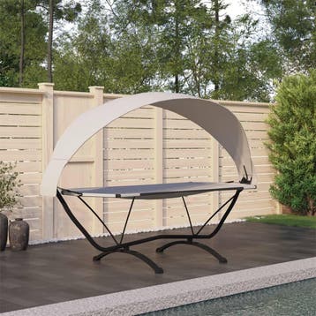 vidaXL Loungebed met luifel staal en oxford stof, Verzenden, Nieuw