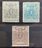 België 1867 - Liggende Leeuw, de 3 waarden met lijntanding -, Gestempeld