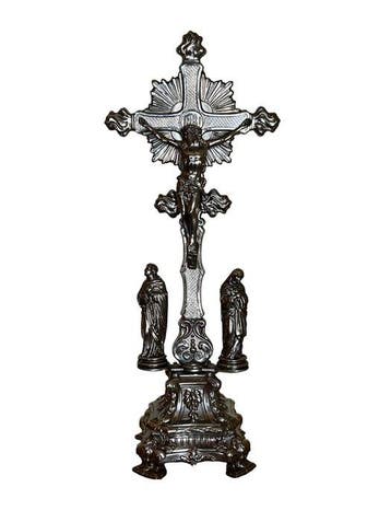Crucifix (3) - Metaal - 1930-1940 - Sierlijk altaarkruis met