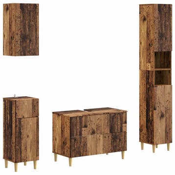 vidaXL 4-delige Badkamerkast Set ARNHEM Oud hout Bewerkt, Verzenden, Nieuw