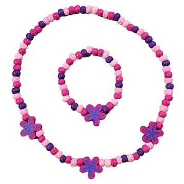 Fako Bijoux - Kinderketting en Armband - Bloemetjes Roze, Verzenden, Nieuw