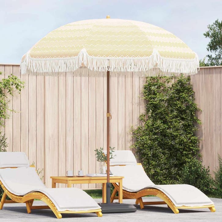 vidaXL Strandparasol Geel en Wit 205 x 205 x 210 cm, Tuin en Terras, Parasols, Strandparasol, Nieuw, 2 tot 3 meter, Verzenden