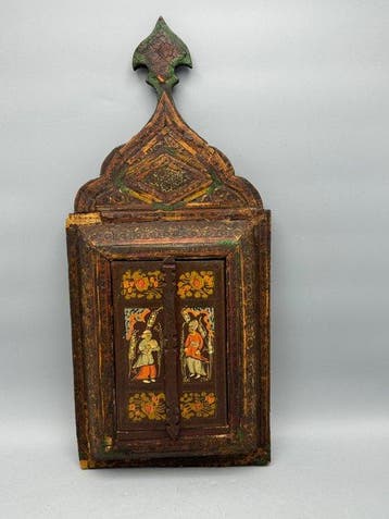 Wandspiegel - Hout, Papier - spiegelkastje, Antiek en Kunst