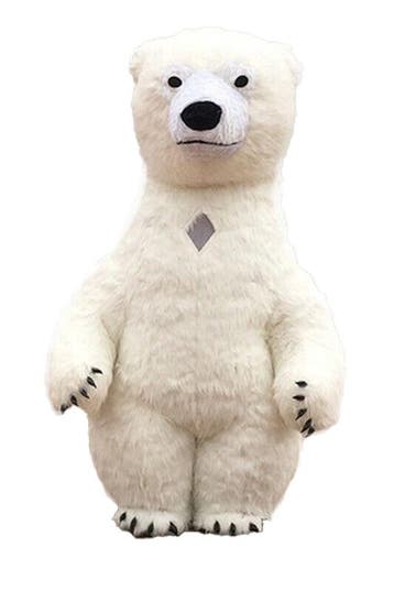 KIMU® Mega Opblaasbare Mascotte IJsbeer 2 Meter Kostuum Opbl, Maat 38/40 (M), Carnaval, Nieuw, Ophalen of Verzenden