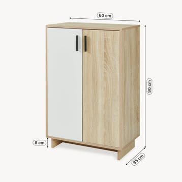 Opbergkast Kenta 60x35x90 cm sonoma eiken en wit [en.casa], Verzenden, Nieuw
