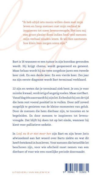 Leef, nu ik er niet meer ben 9789461312631 Joris Verbeeck, Verzenden, Zo goed als nieuw, Joris Verbeeck