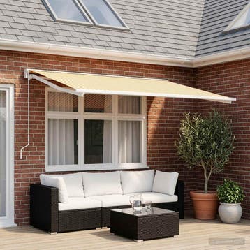 vidaXL Vervangingsdoek voor zonnescherm Geel en Wit 400 ×, Tuin en Terras, Zonneschermen, Verzenden, Nieuw