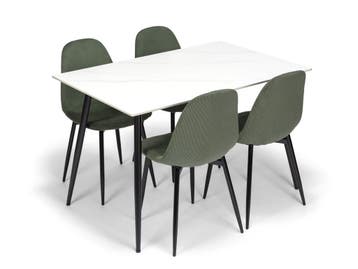 Eettafelset Ceramon met 4 Marie Stoelen 120 cm, Huis en Inrichting, Verzenden, Nieuw, Modern Scandinavisch, Minder dan 4 stoelen