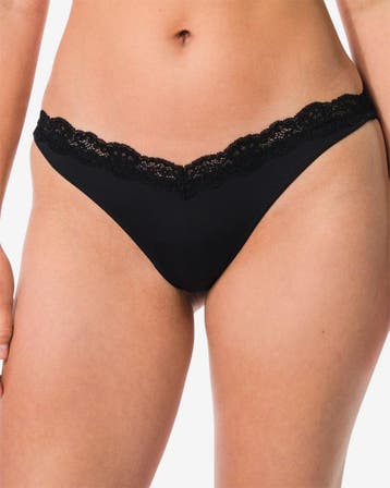 HEMA Damesbrazilian hoge beenuitsnede micro met kant zwart, Kleding | Dames, Verzenden, Zwart