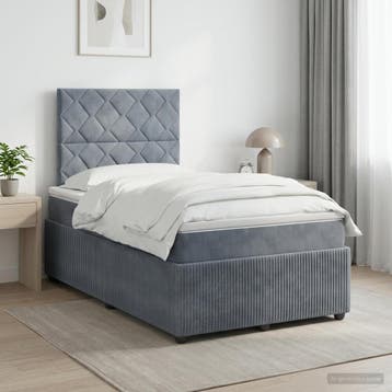 vidaXL Boxspringbed met matras Donkergrijs 120 x 190 cm, Verzenden, Nieuw, Twijfelaar, Stof