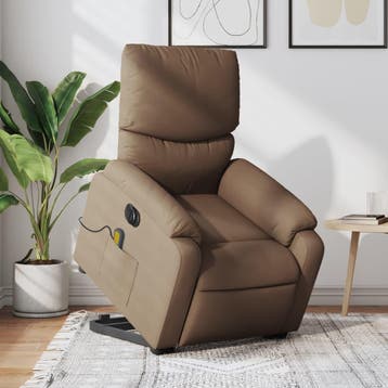 vidaXL Sta-op-massagestoel elektrisch verstelbaar stof bruin, Verzenden, Nieuw
