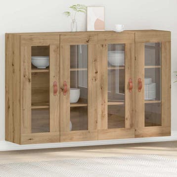 vidaXL Wandkasten 2 pcs Artisan Eiken 69,5 x 34 x 90 cm, Minder dan 50 cm, Verzenden, Nieuw, Minder dan 100 cm