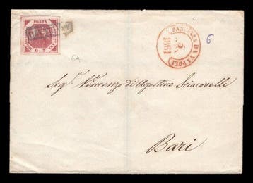 Italiaanse oude staten - Napels - Brief Napoli-Bari 1861, 2, Gestempeld