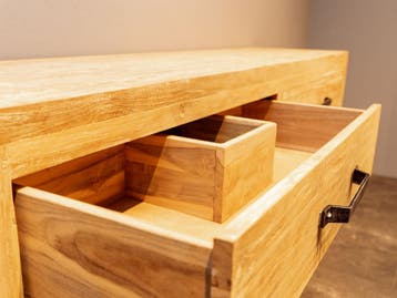 Badkamermeubel teak 160x45x85cm - White wash, 150 tot 200 cm, Nieuw, Ophalen of Verzenden, Minder dan 100 cm