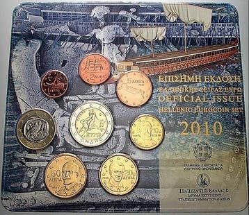 3,88 Euro,munten set 1 Cent-2 Euro 2010 Griechenland Repu..., Verzenden
