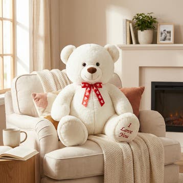 Knuffelbeer 160cm Wit | Geborduurd Hart | Nieuw | OP=OP, Kinderen en Baby's, Speelgoed | Knuffels en Pluche, Ophalen of Verzenden