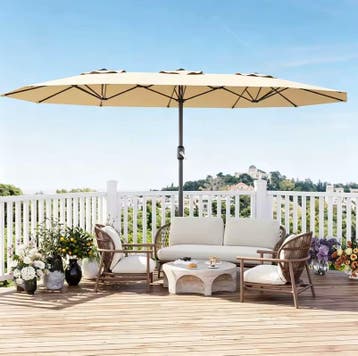 Nieuw: Grote Rechthoekige Parasol 460 × 270 cm - Inklapbaar, Tuin en Terras, Parasols, Verzenden, Nieuw, Waterdicht, Stokparasol