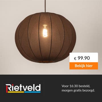 Rietveld-Hanglampen-Bruin-Stof, Metaal, Verzenden, Nieuw