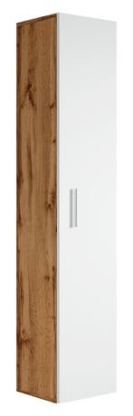 Badkamerkast Pluto 30 x 30 x 150 cm Eiken Wit Kolomkast, Verzenden, Nieuw, (Half)hoge kast