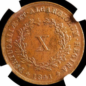 Portugal. D. Maria II (1834-1853). X Reis 1841 - NGC - MS 62