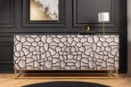 Massief houten dressoir VULCANO 180cm wit zwart mangohout, Ophalen of Verzenden, Nieuw