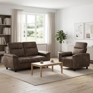 vidaXL Bankstel 2 pcs Donkergrijs Nep Suede Leer, Verzenden, Nieuw, 150 tot 200 cm