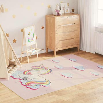 vidaXL Kindervloerkleed eenhoorn wasbaar 160x230 cm groen, Verzenden, Nieuw, Roze