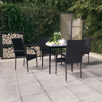 vidaXL 5-delige Tuinset zwart, Verzenden, Nieuw, 4 zitplaatsen, Tuinset