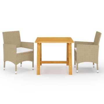 vidaXL 3-delige Tuinset beige, Verzenden, Nieuw, 2 zitplaatsen, Tuinset