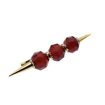 Vintage gouden broche met carneool, Gebruikt, Ophalen of Verzenden, Met edelsteen, Goud