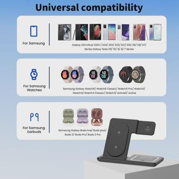 3-in-1 Opvouwbare Draadloze Oplader Stand voor Samsung Telef, Verzenden, Nieuw