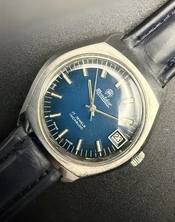 Mont dOr - Blue Dial - TV Case – Swiss Made - Zonder, Nieuw
