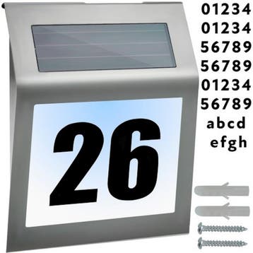 Izoxis Zilver huisnummer met schemersensor en zonnepaneel, Ophalen of Verzenden, Nieuw