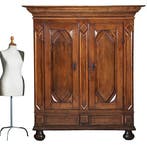 Stoere 17e eeuwse 2-deurs kast op bolpoten  Prachtige patina, Antiek en Kunst, Antiek | Meubels | Kasten, Ophalen of Verzenden