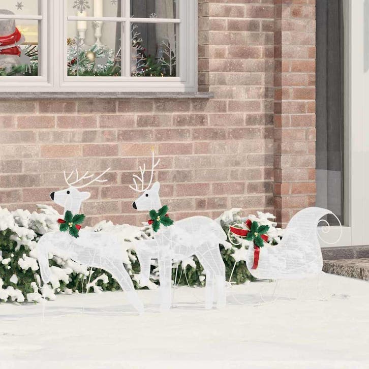 vidaXL LED Rendieren 3 pcs Koud Wit Stof, Diversen, Kerst, Nieuw, Verzenden