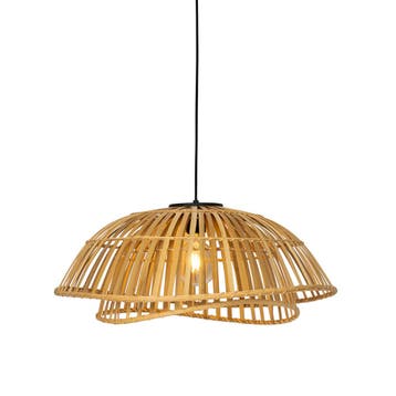 Oosterse hanglamp zwart met naturel bamboe 62 cm - Pua, Verzenden, Nieuw, Oosters