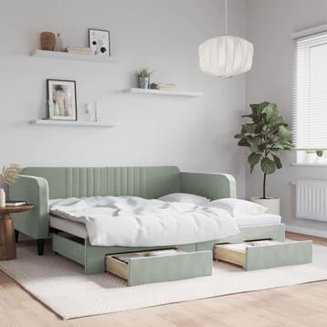 vidaXL Slaapbank met uitschuifbed lades 100x190 cm fluweel, 100 cm, Eenpersoons, Verzenden, Nieuw