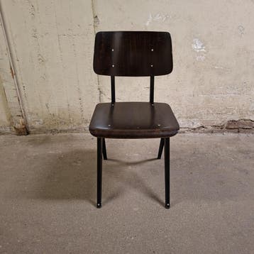 2x Galvanitas S16 Schoolstoel Zwart / Donkerbruin Gebruikt, Gebruikt, Hout