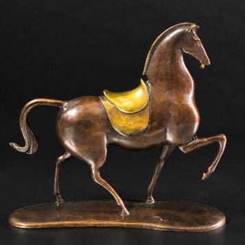 sculptuur, Sculpture of a Tang Dynasty Horse - 17 cm - Brons, Antiek en Kunst