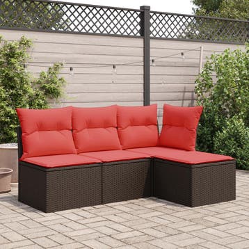 vidaXL Tuinkruk met kussen 55x55x37 cm poly rattan bruin, Verzenden, Nieuw, Rotan