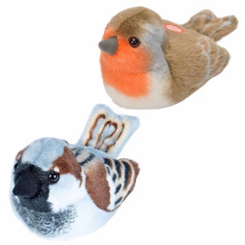 Pluche vogels knuffels - set van 2 - 14 cm - met geluid, Kinderen en Baby's, Verzenden, Nieuw