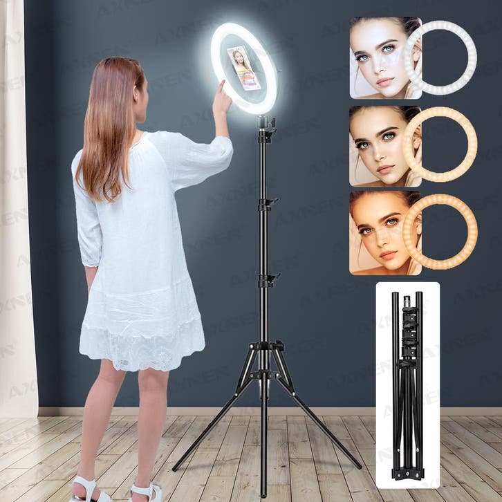 26 cm LED Ringlicht met Statief en Telefoonhouder, Doe-het-zelf en Verbouw, Bouwverlichting, Nieuw