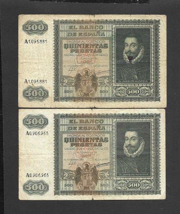 Spanje. - 2 x 500 Pesetas - 1940